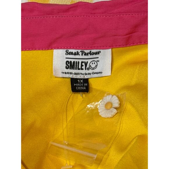 Smak Parlour Smiley Yellow Gingham Mini Dress 1X NWOT - Picture 4 of 4